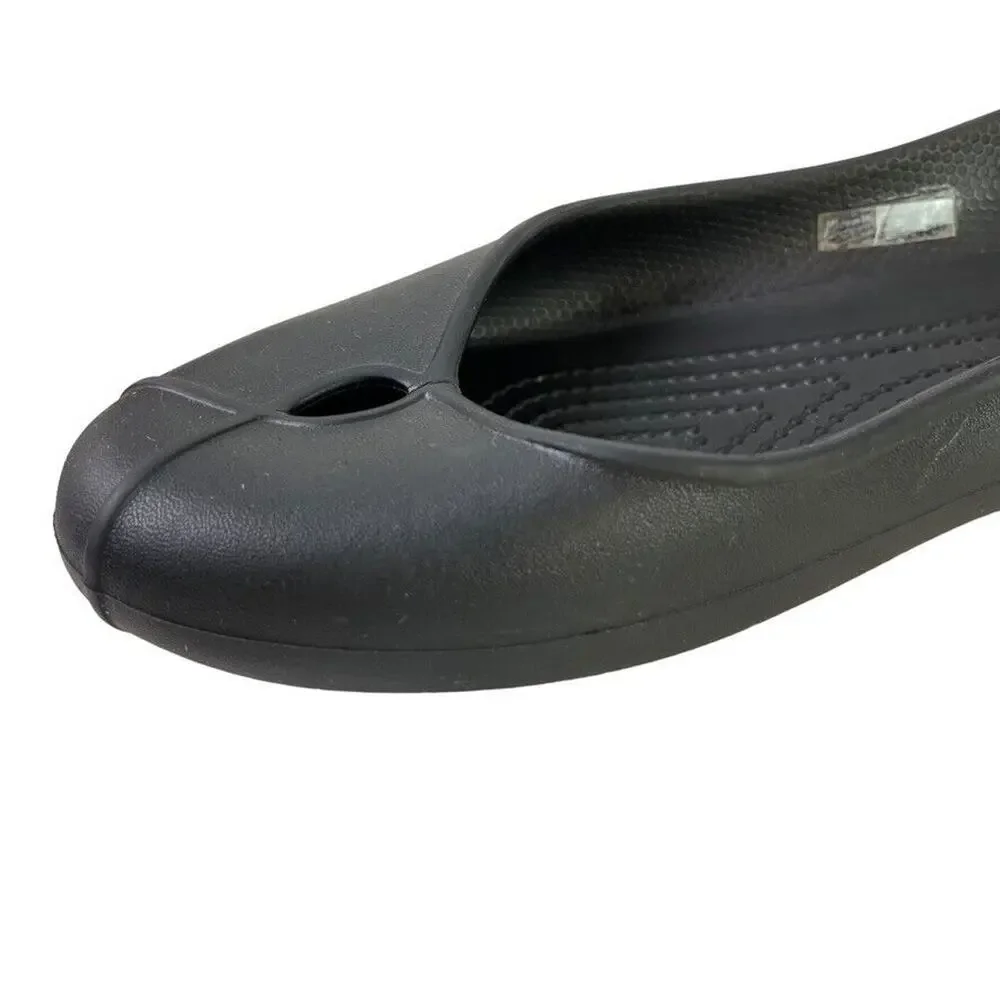 Crocs Olivia Womens Solid Black Slingback Flats Round Closed Toe Shoes sz 7